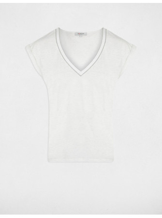 T-Shirt Col V à Manches Courtes