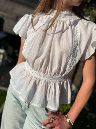 Blouse Ceintrée à Manches...