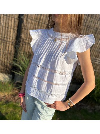 Blouse Brodée Manches Courtes