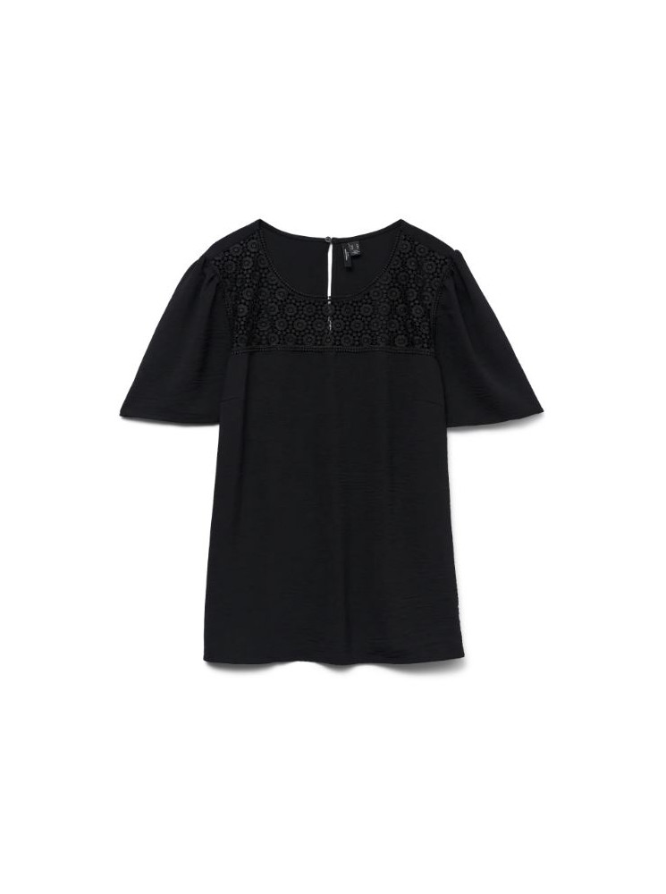 Blouse Col Dentelle Manches Courte