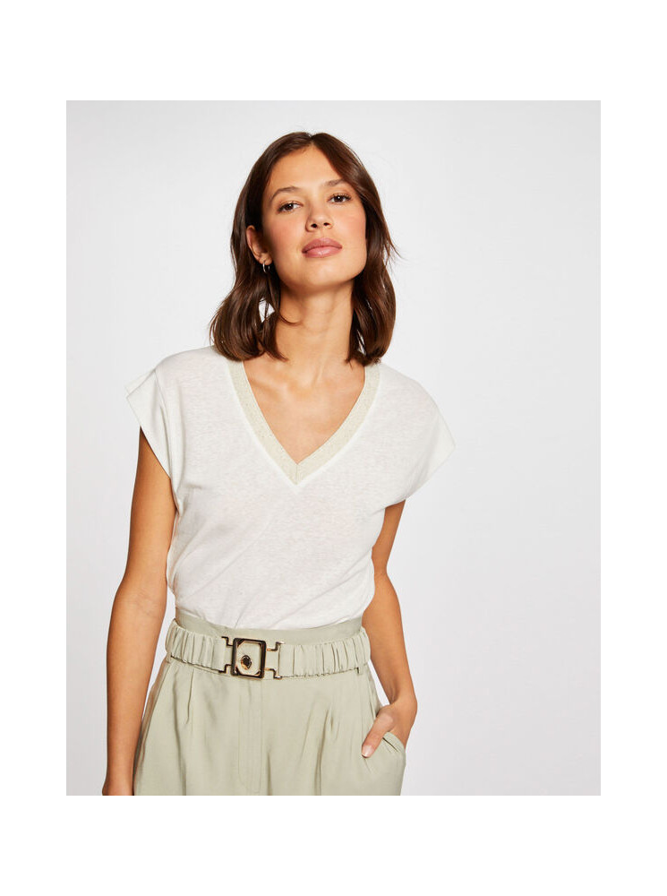 T-Shirt en Lin Col V