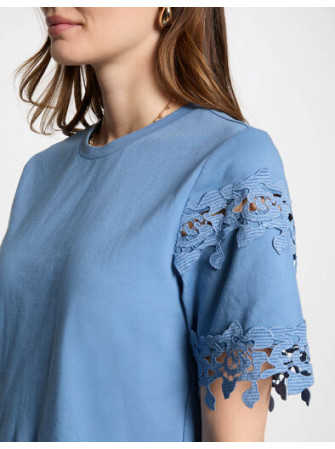 T-Shirt avec Manches et Bas Brodés