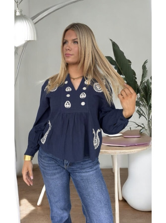 Blouse Brodée à Manches...