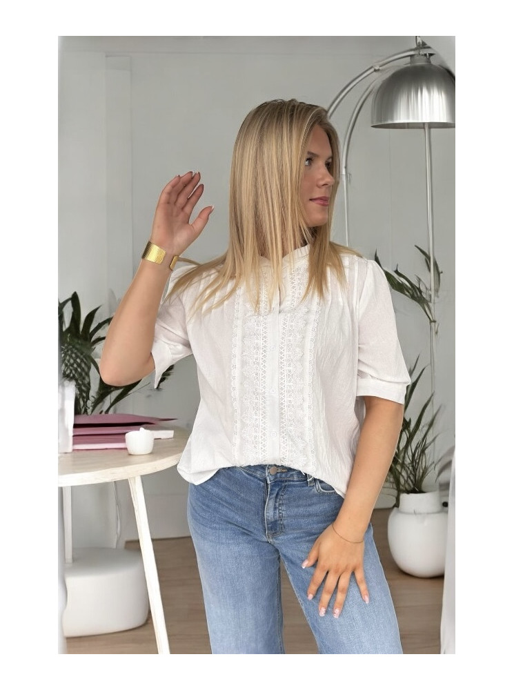 Chemise Col Mao à Manches Courtes