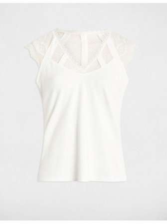 Top col et manches en dentelle