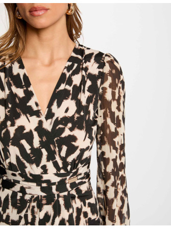Robe Courte Imprimée à Col V