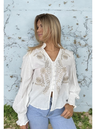 Chemise Brodée Manches Longues