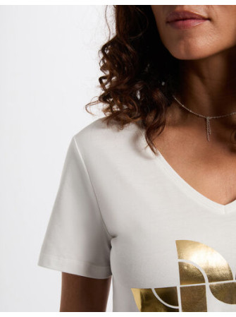 T-Shirt Col V à Manches Courtes