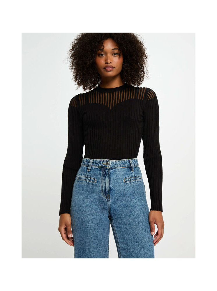 Pull Col Transparent Manches Longues
