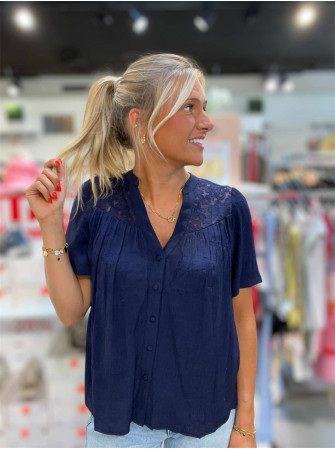 Chemise Col Dentelle à...