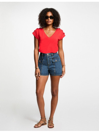 T-Shirt Col V sans Manches