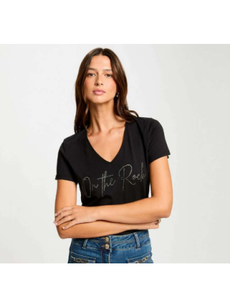 T-Shirt Col V à Manches...
