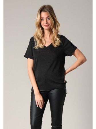 T-Shirt Brillant en Col V