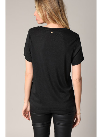 T-Shirt Brillant en Col V