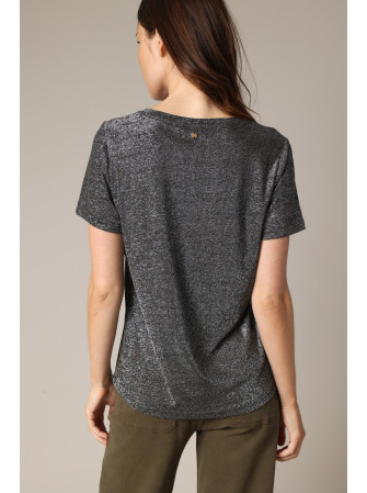 T-Shirt Brillant en Col V
