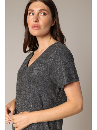 T-Shirt Brillant en Col V