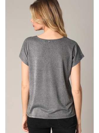 T-Shirt Brillant en Col V