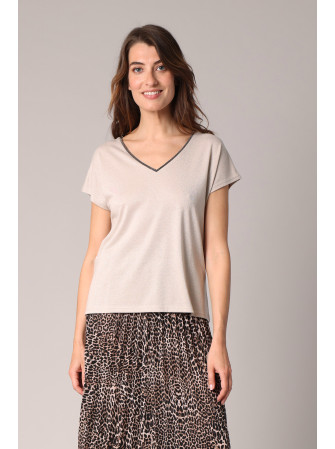 T-Shirt Brillant en Col V