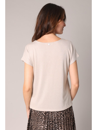 T-Shirt Brillant en Col V
