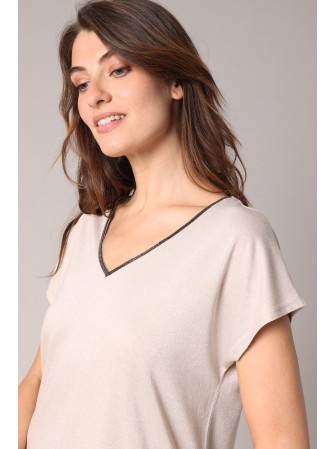 T-Shirt Brillant en Col V