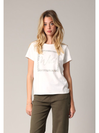 T-Shirt avec Strass en Col...