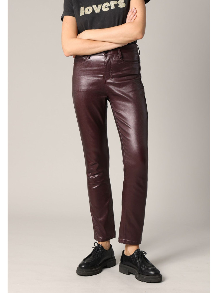 Pantalon Taille Haute Effet Métallisé