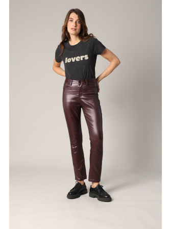 Pantalon Taille Haute Effet Métallisé