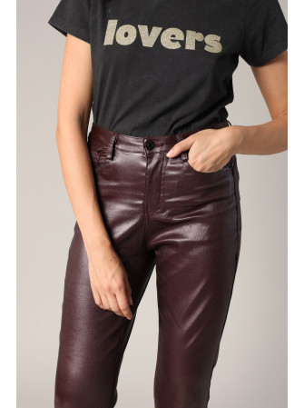 Pantalon Taille Haute Effet Métallisé