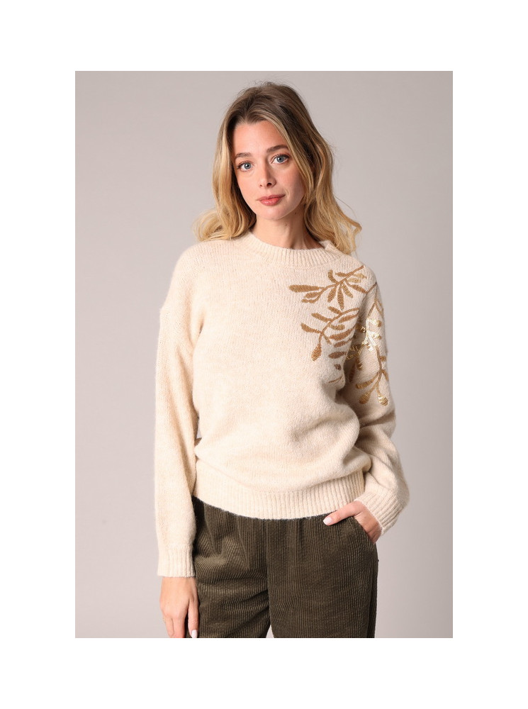 Pull en Maille Broderie en Sequins