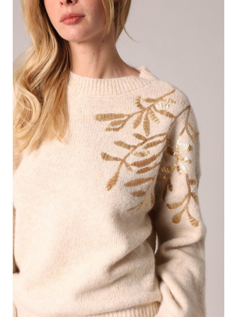 Pull en Maille Broderie en Sequins