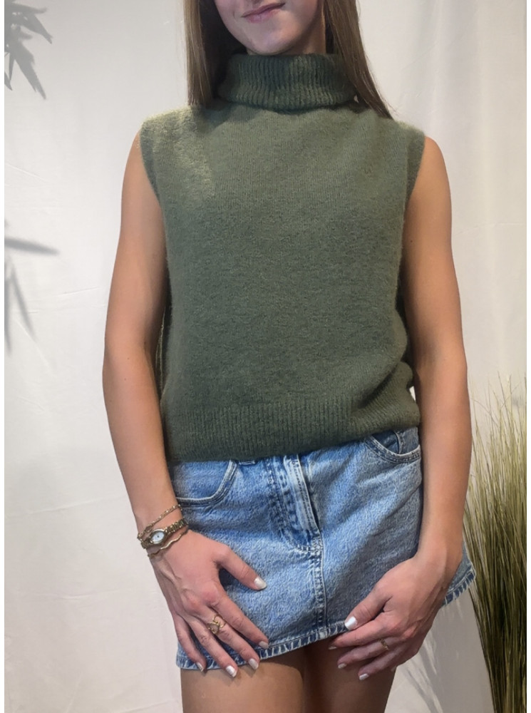 Pull sans manches Col Roulé