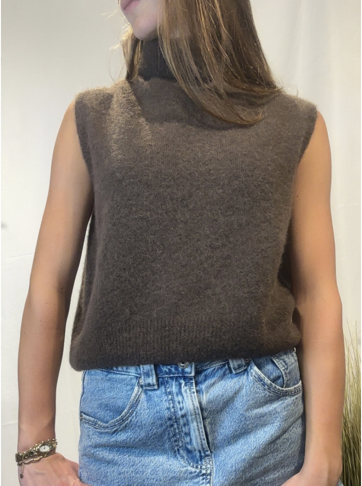 Pull sans manches Col Roulé