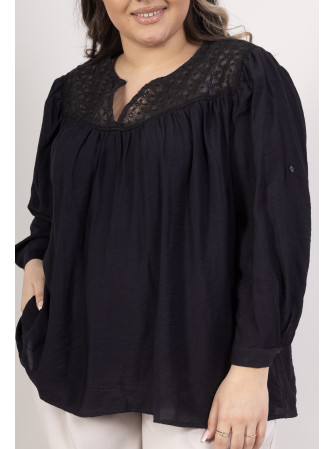 Blouse brodée manches longues