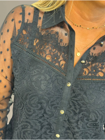 Chemise Dentelle à Manches Longues