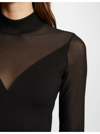 Top à Col et Manches Transparents