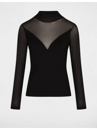 Top à Col et Manches Transparents