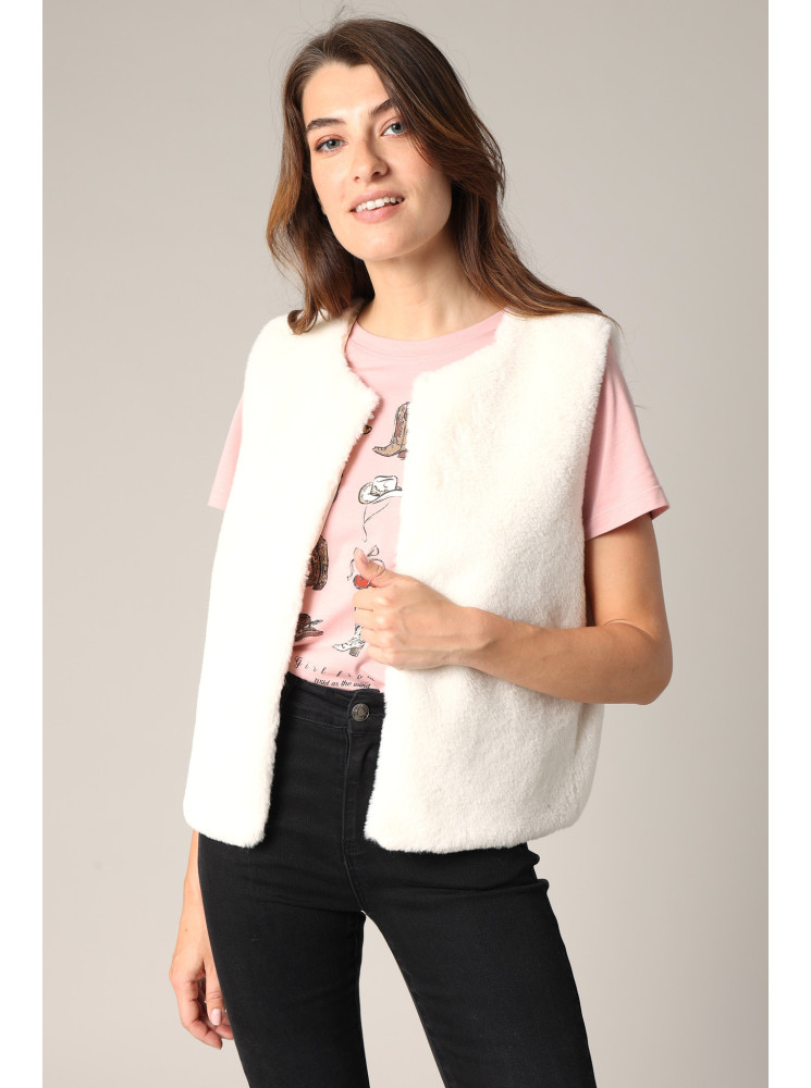 Veste sans Manches en Fausse Fourrure