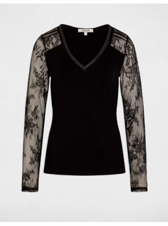 Top Col V MAnches en Dentelle