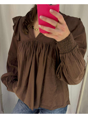 Blouse Unie Col V à Manches...