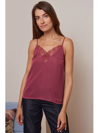 Top Col Dentelle Fines Bretelles