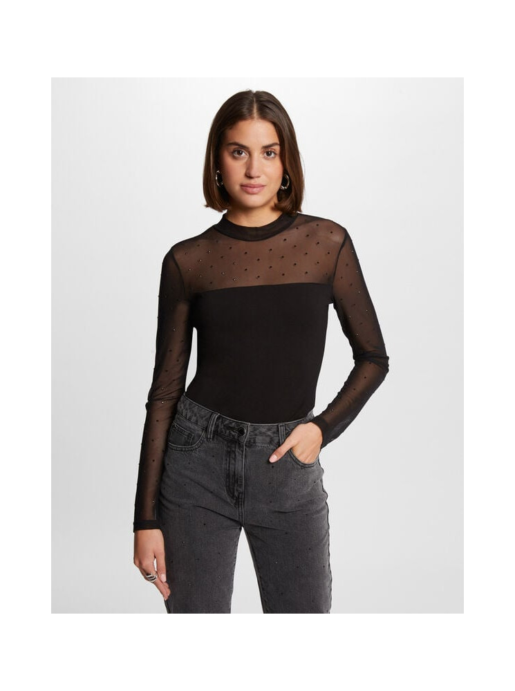 Top Strass Col Transparent