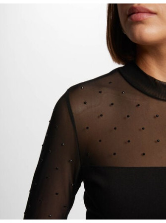 Top Strass Col Transparent