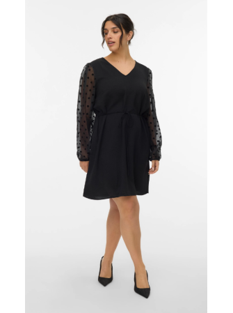Robe Col V à Manches Motifs