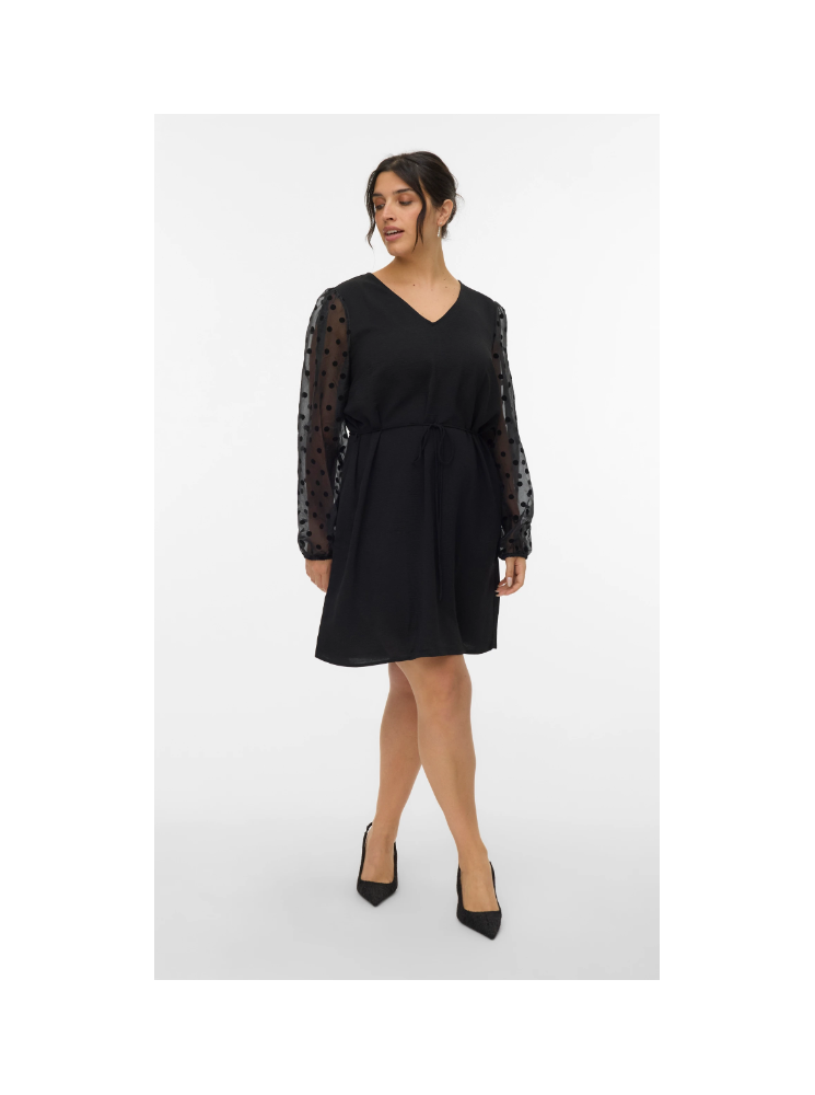 Robe Col V à Manches Motifs
