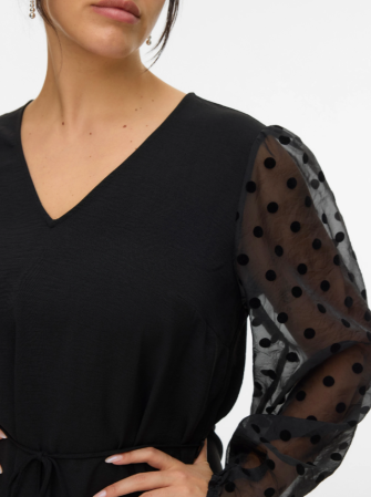 Robe Col V à Manches Motifs