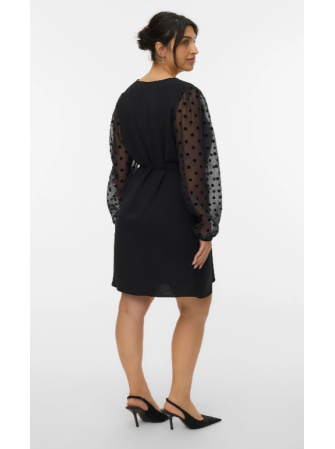 Robe Col V à Manches Motifs