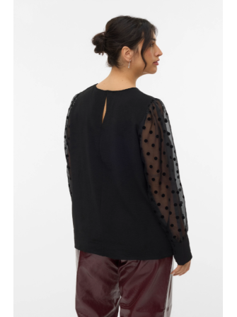 Blouse col rond à manches motifs