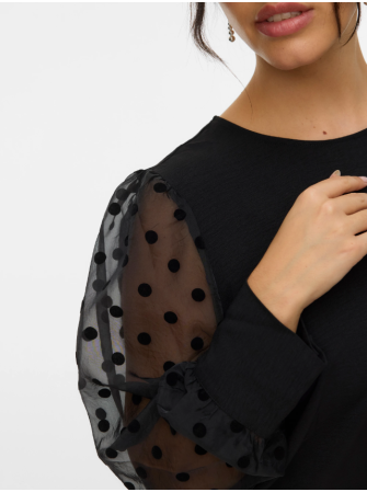Blouse col rond à manches motifs