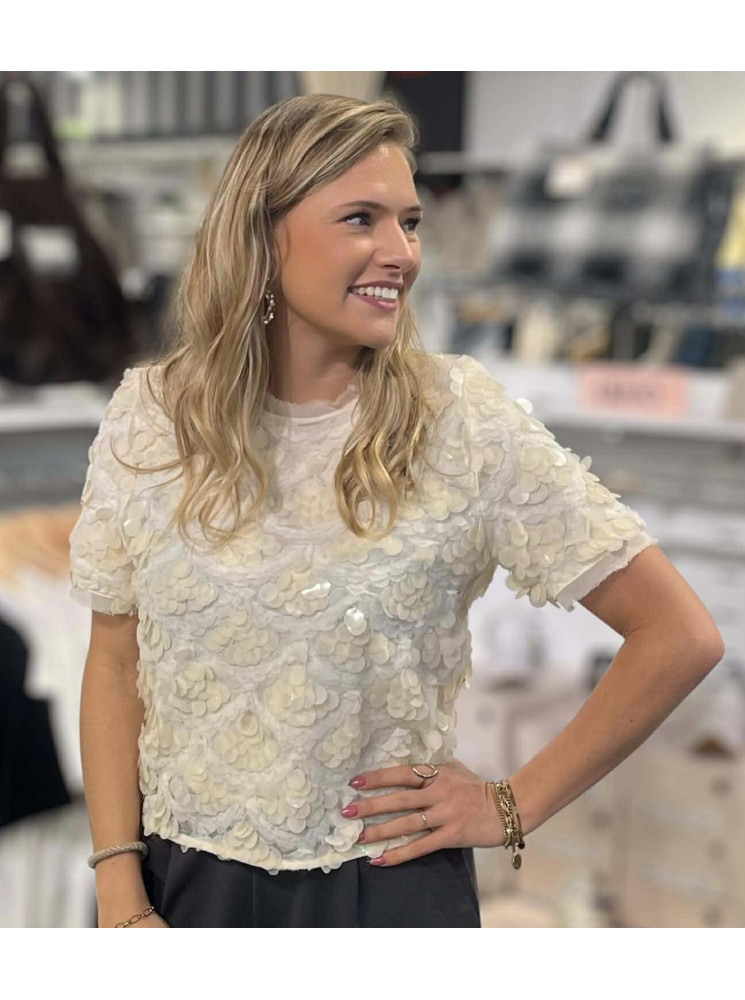Blouse "Sequins" à Manches Courtes