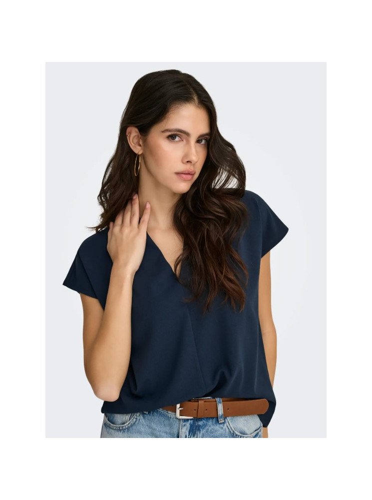 Top Col V à Manches Courtes